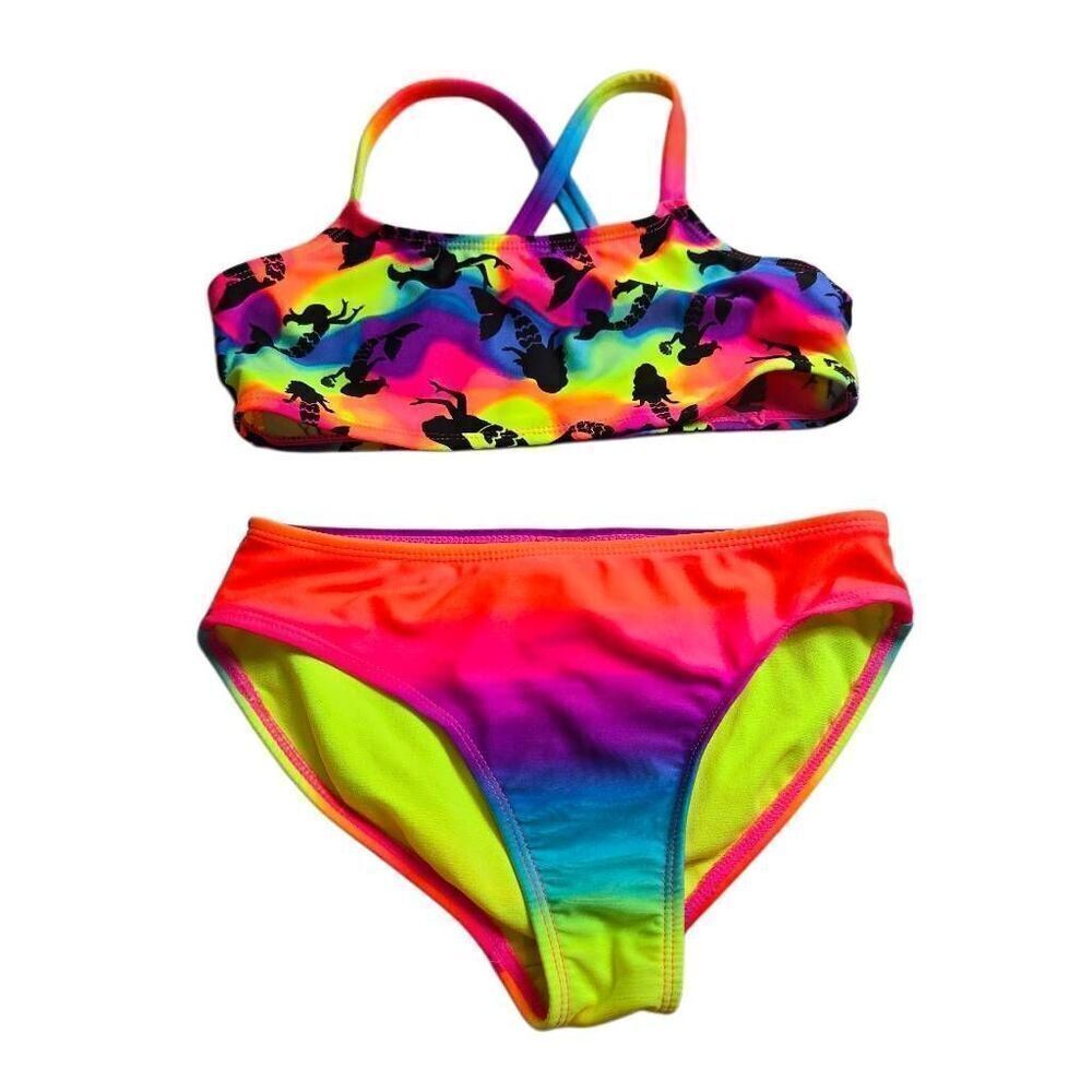 Wonder Nation Neon Rainbow Mermaid Bikini swimsuit M7/8